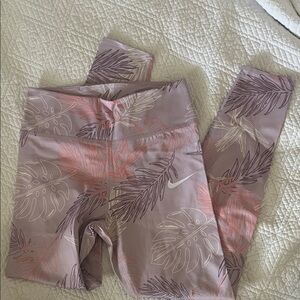 Nike Pink and Purple Leaf Print Leggings